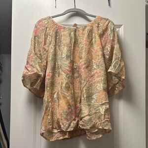 LOFT Floral Tie Back Flutter Top